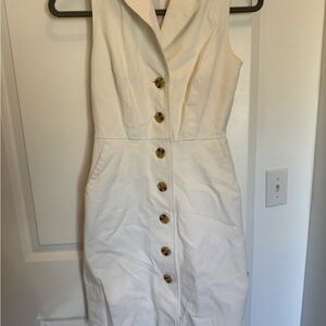 J. Crew Cream Button-Front Midi Dress